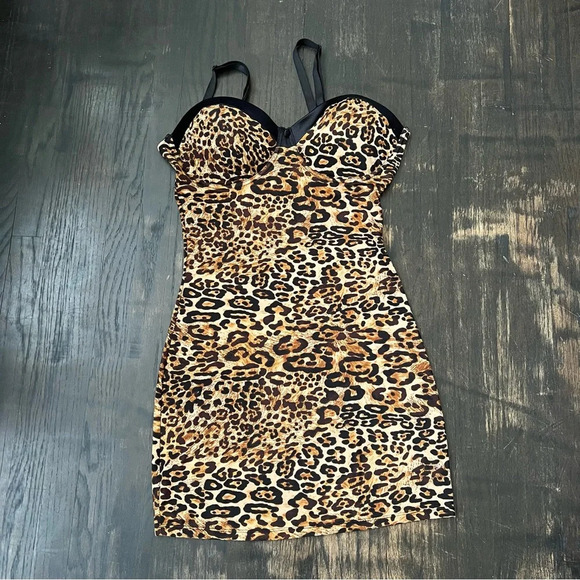 MARILYN MONROE 1X Sexy Animal Print Bodycon Fashion Shaping Slip 5-Way Silky EUC - Picture 1 of 5